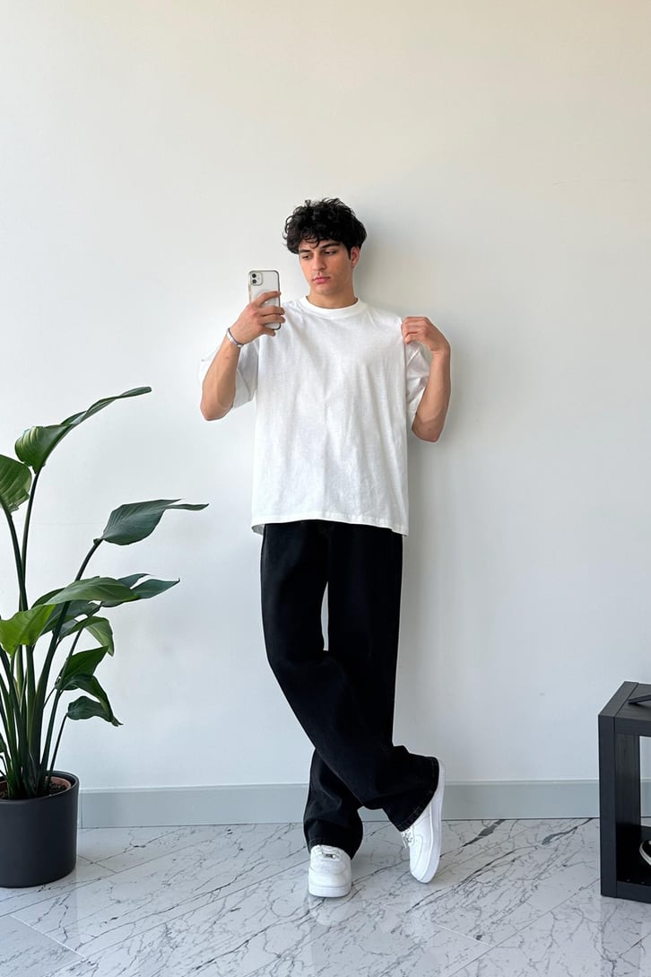 Basic Siyah Baggy Jean