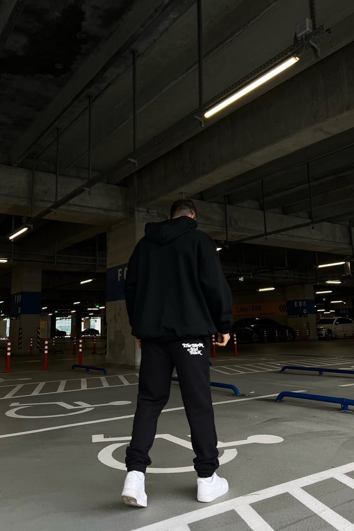 Basic Siyah Oversize Hoodie