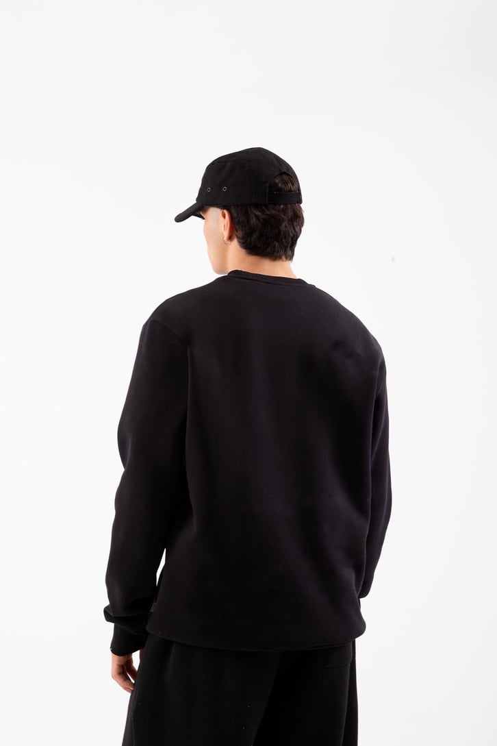 Basic Siyah Oversize Sweatshirt
