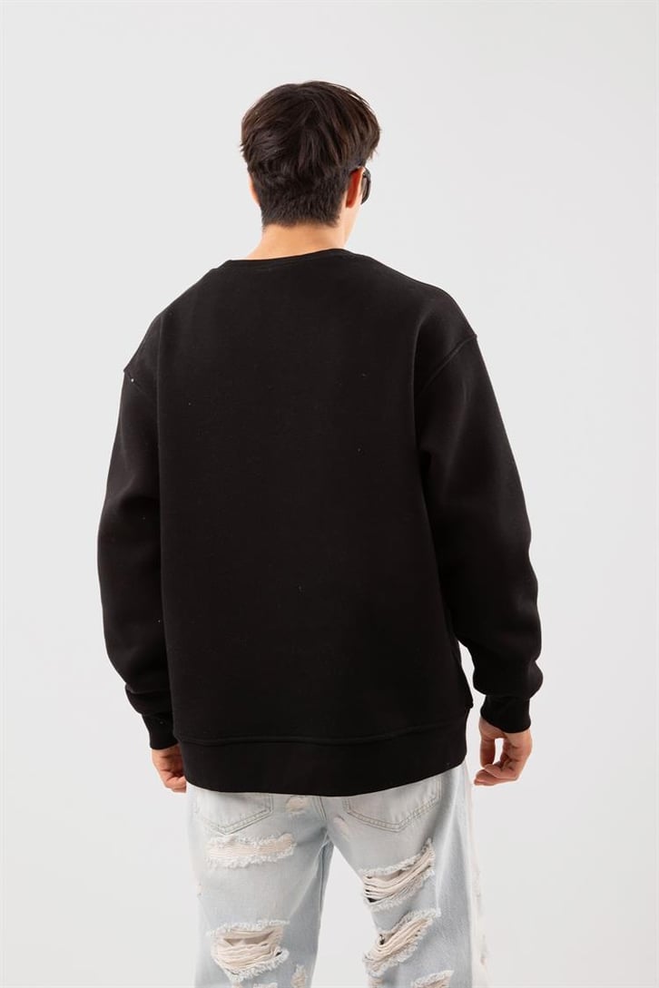 Basic Siyah Oversize Sweatshirt