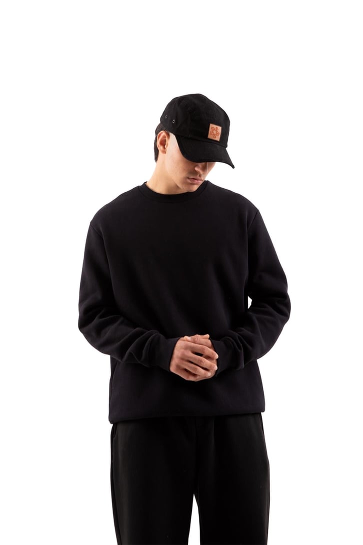 Basic Siyah Oversize Sweatshirt