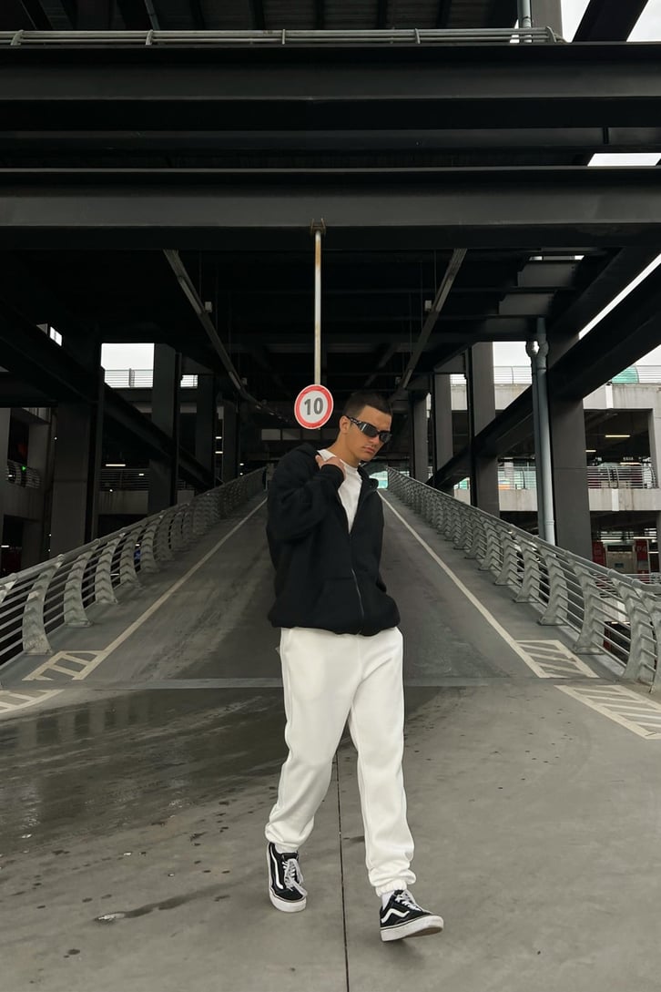 Basic Siyah Oversize Zipper Hoodie