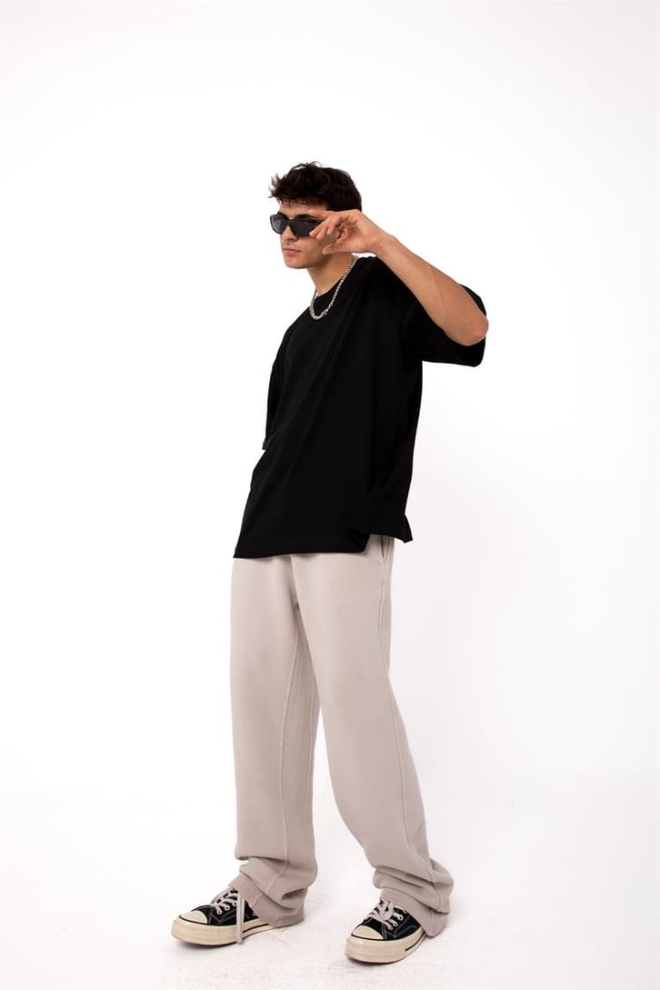 Basic Taş Rengi Relaxed Eşofman Altı