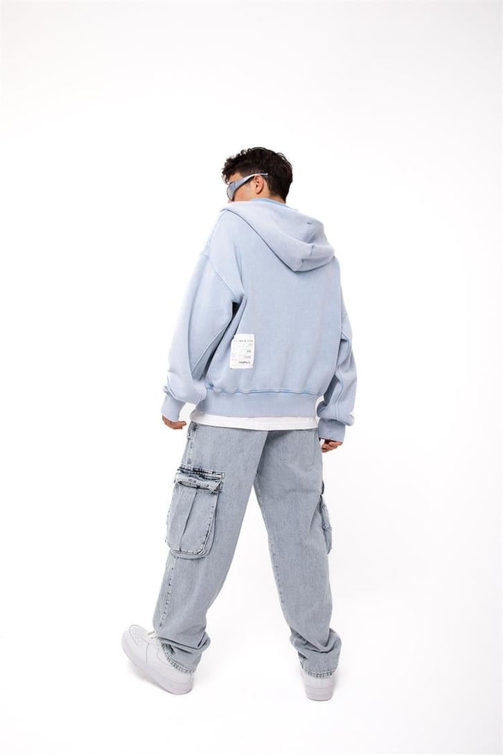 Basic Taş Rengi Zip Hoodie