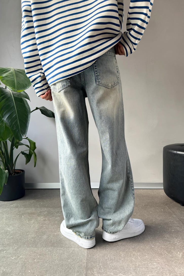 Basic Taşlamalı Fit Baggy Jean
