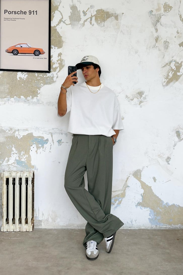 Basic Yeşil Kumaş Pantolon