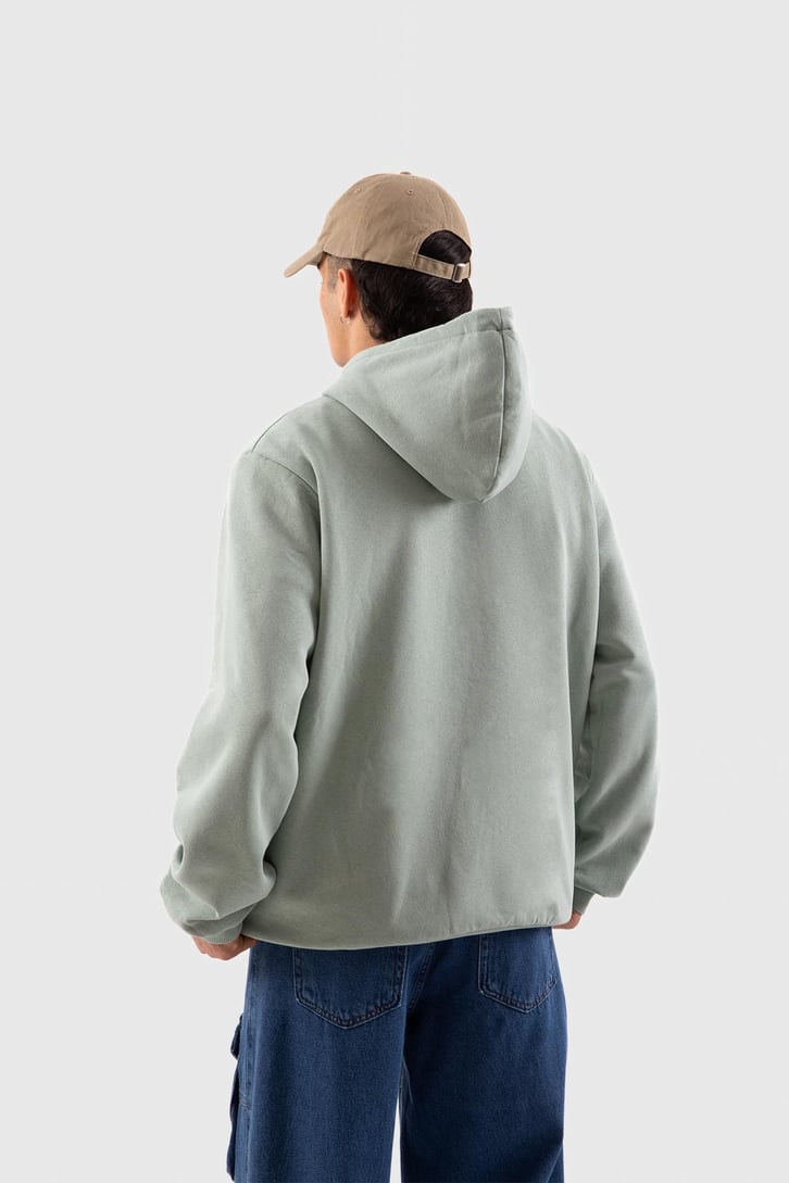 Basic Yeşil Oversize Hoodie