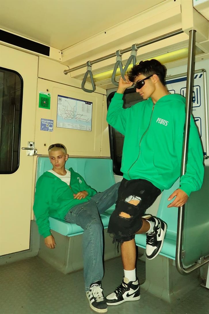 Basic Yeşil Oversize Zip Hoodie