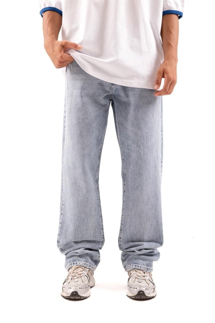 Basic Yıkamalı Mavi Baggy Jean