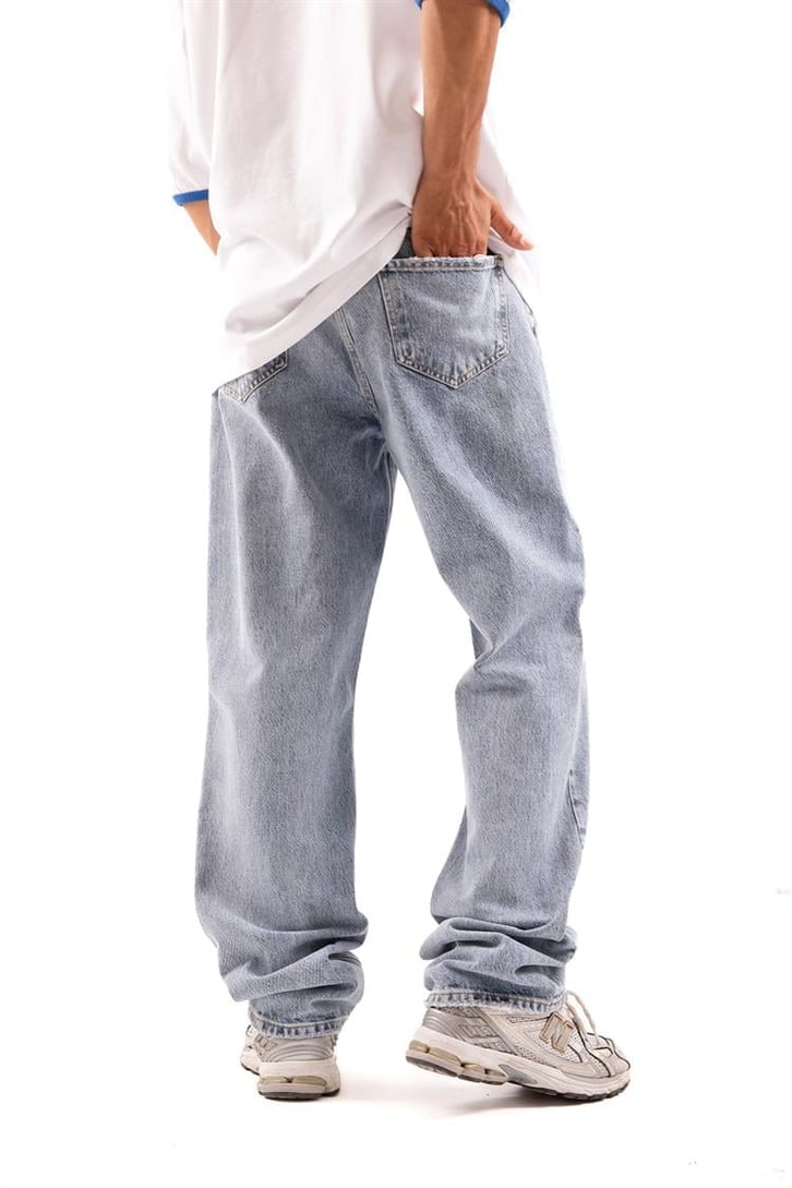 Basic Yıkamalı Mavi Baggy Jean