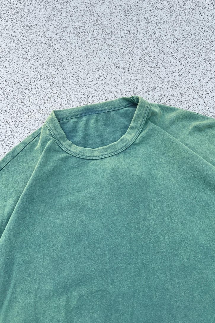 Basic Yıkamalı Yeşil Oversize Tişört