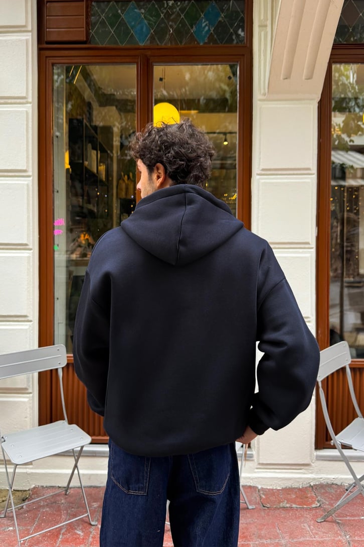 Basic Zip Hoodie İndigo