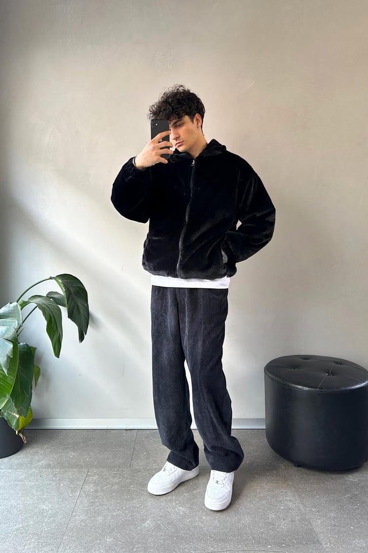 Basic Zip Oversize Peluş Ceket