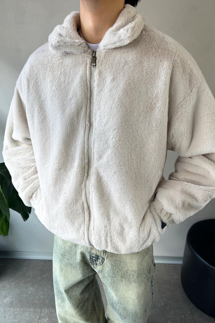 Basic Zip Oversize Peluş Ceket