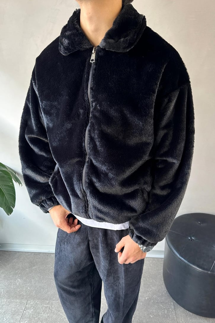 Basic Zip Oversize Peluş Ceket