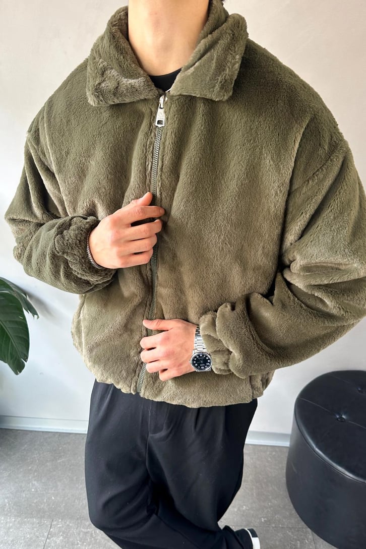 Basic Zip Oversize Peluş Ceket