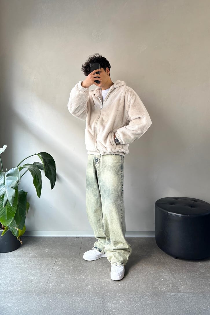 Basic Zip Oversize Peluş Ceket