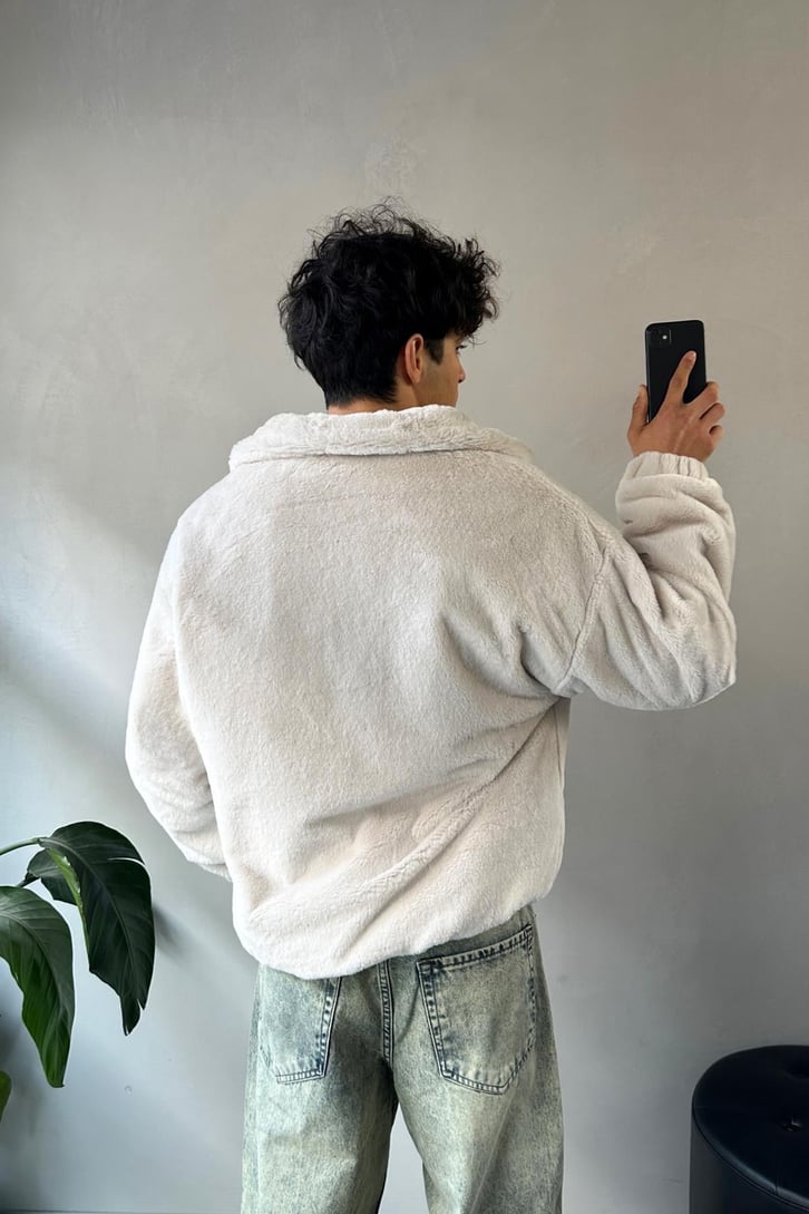 Basic Zip Oversize Peluş Ceket