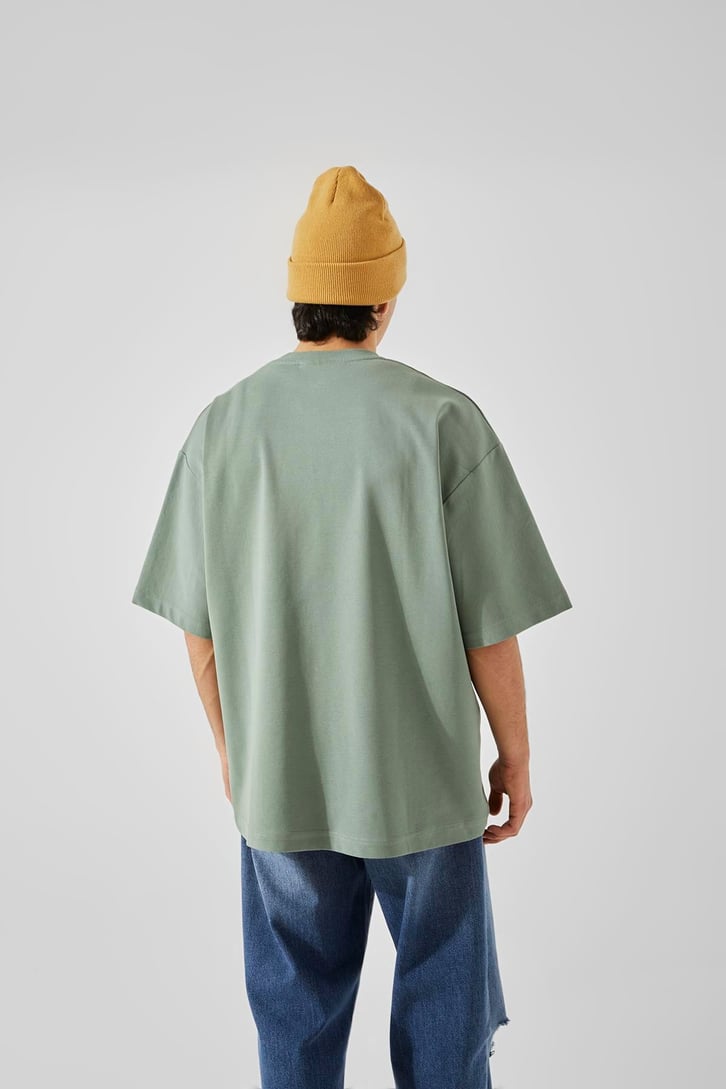Baskılı Açık Yeşil Oversize Tişört