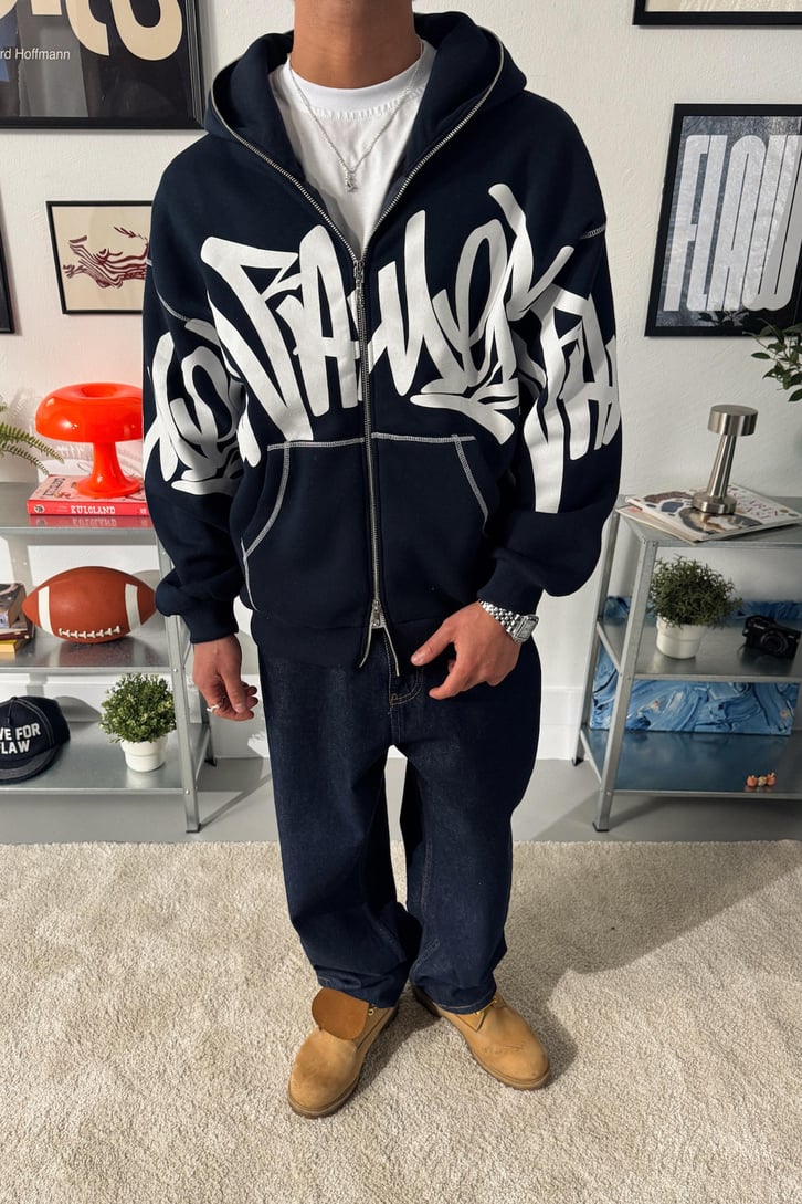 Baskılı Full Zip Hoodie