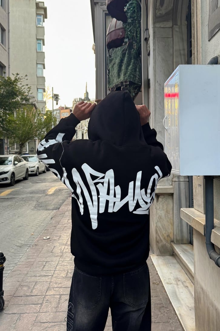 Baskılı Full Zip Hoodie