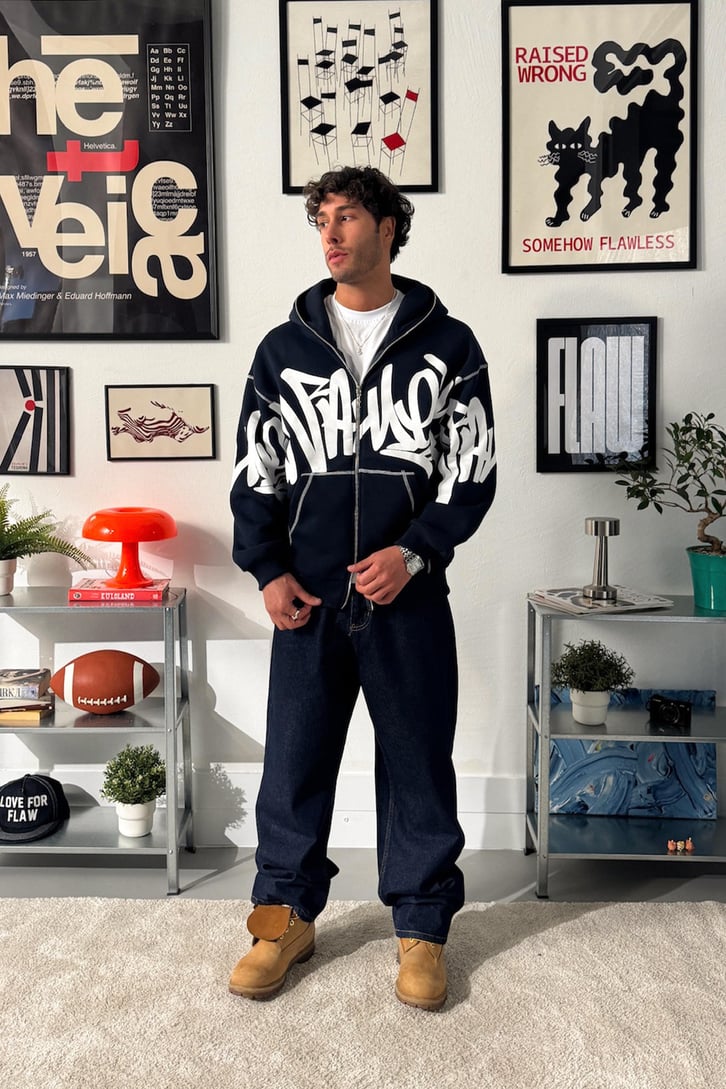 Baskılı Full Zip Hoodie