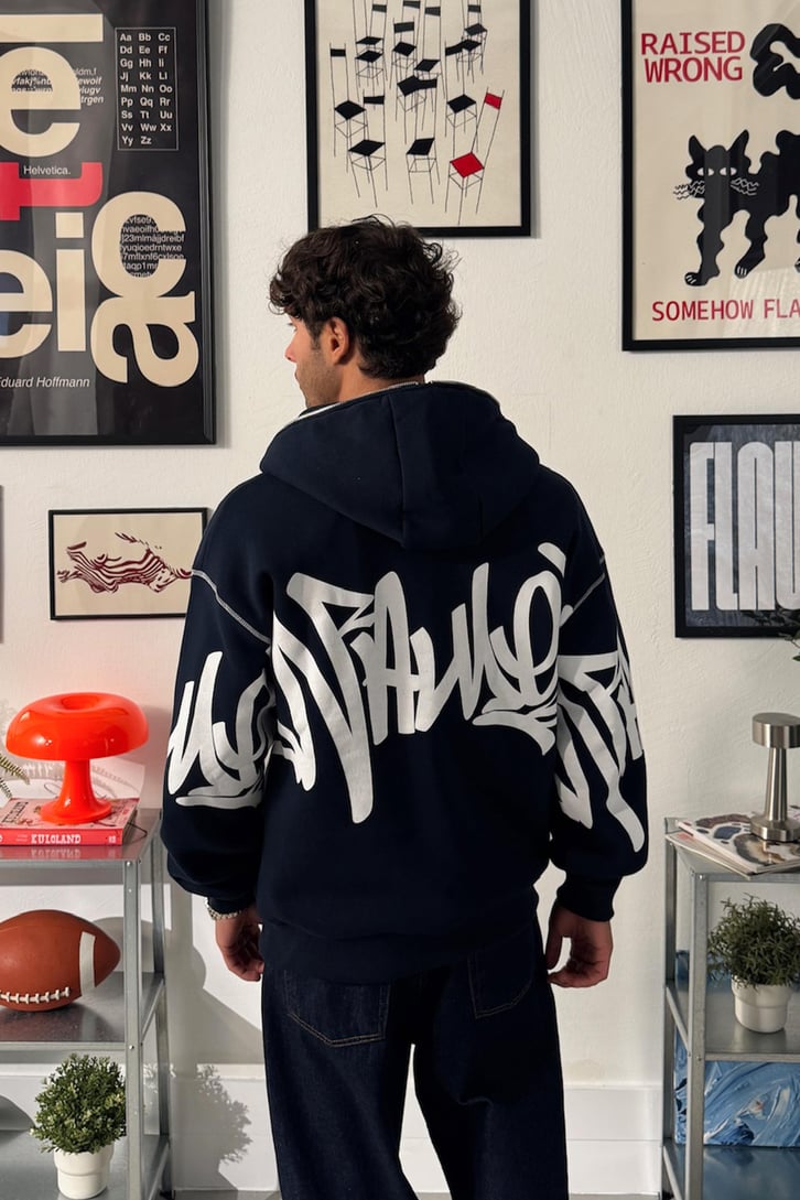 Baskılı Full Zip Hoodie