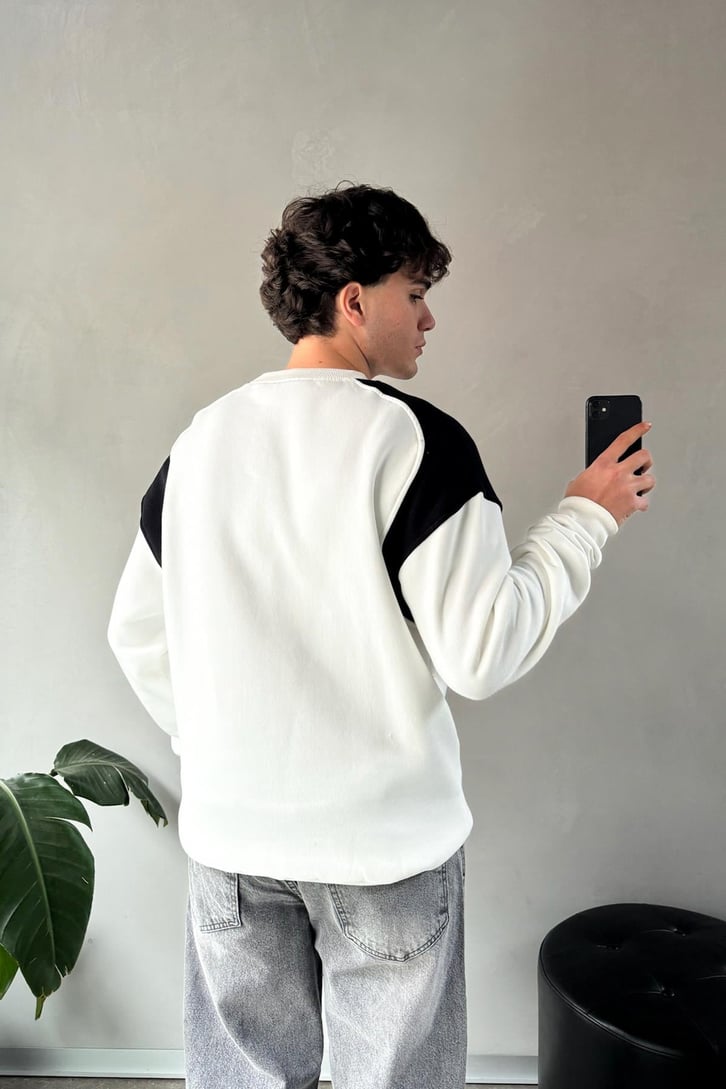Baskılı Oversize Bisiklet Yaka Sweatshirt