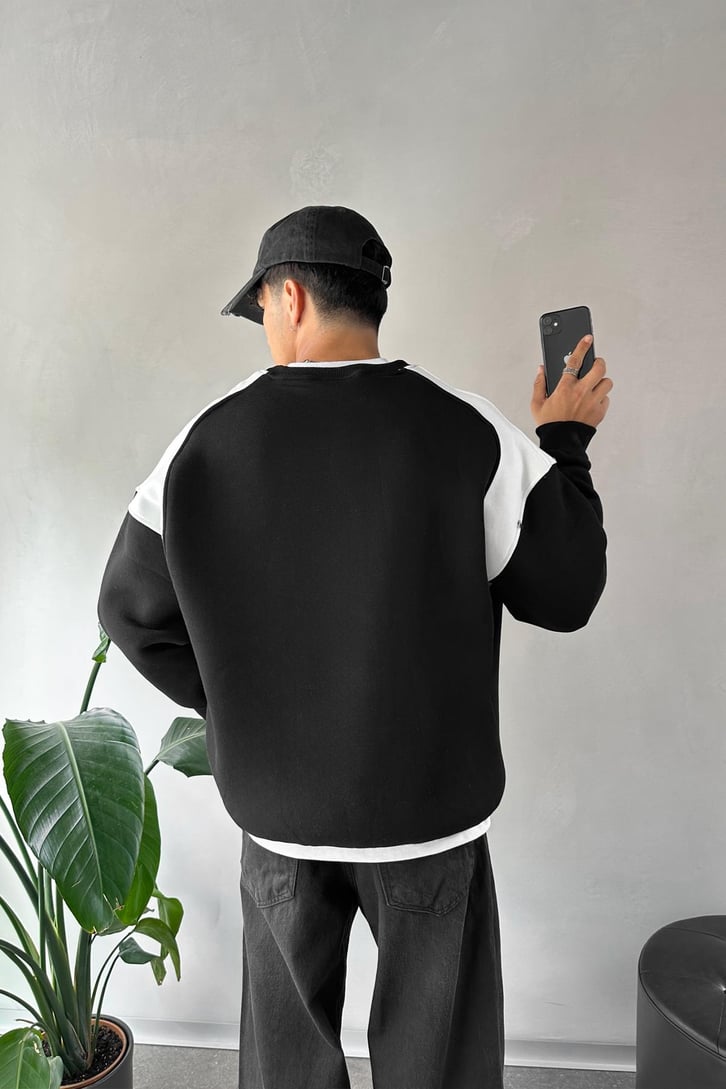 Baskılı Oversize Bisiklet Yaka Sweatshirt