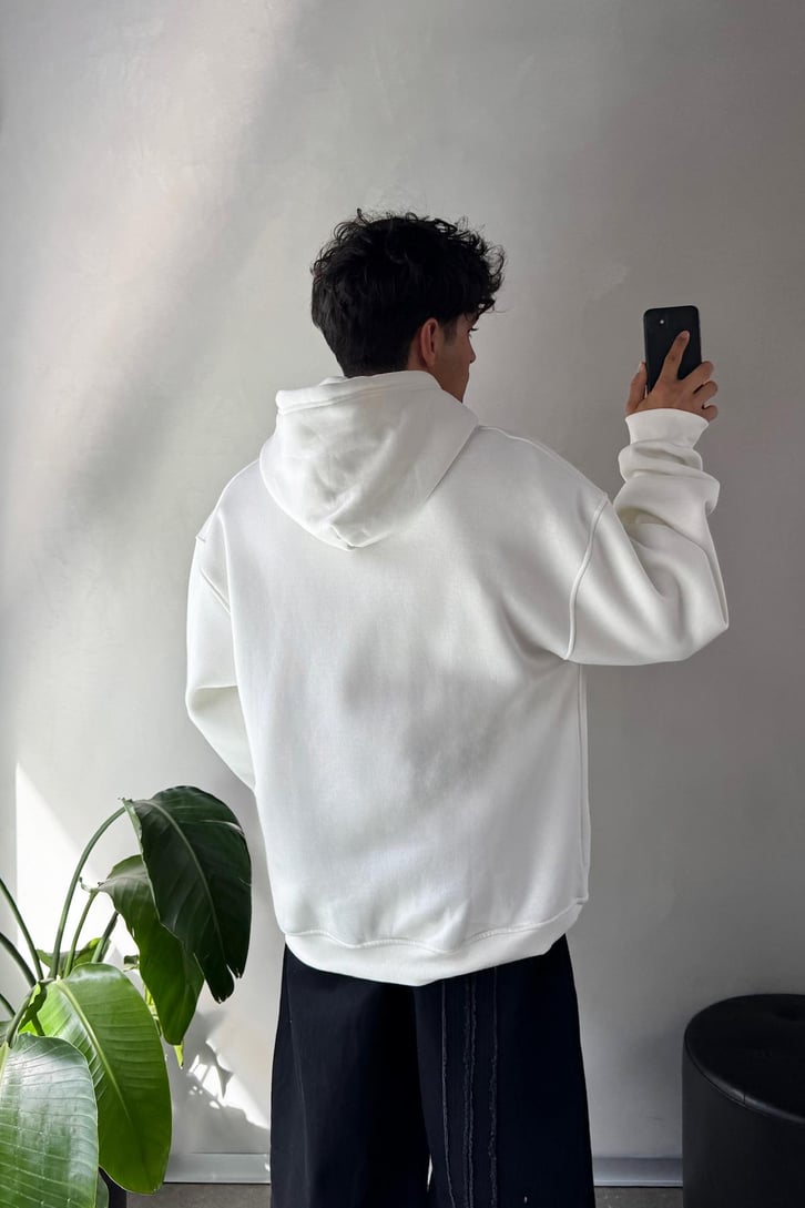 Baskılı Oversize Zip Hoodie
