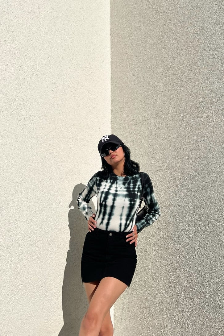Batik Desen Uzun Kollu Crop