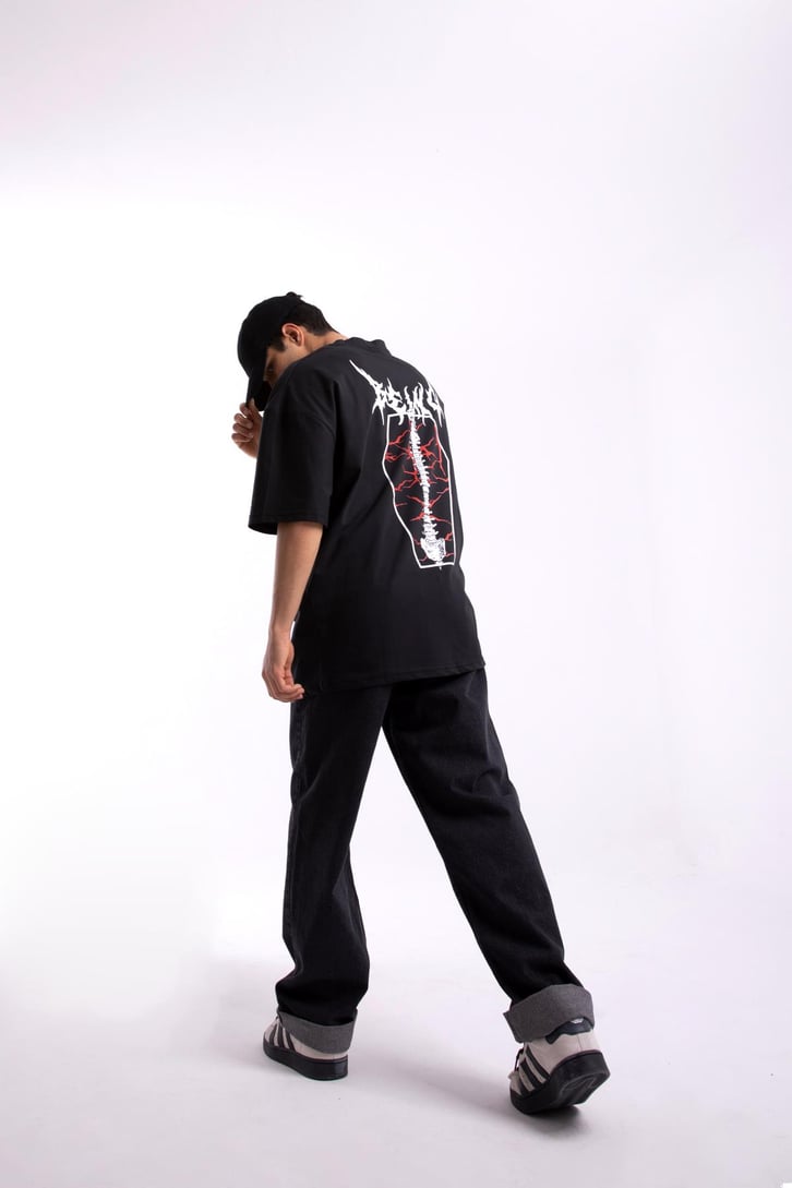 Being Sırt Baskılı Siyah Oversize Tshirt