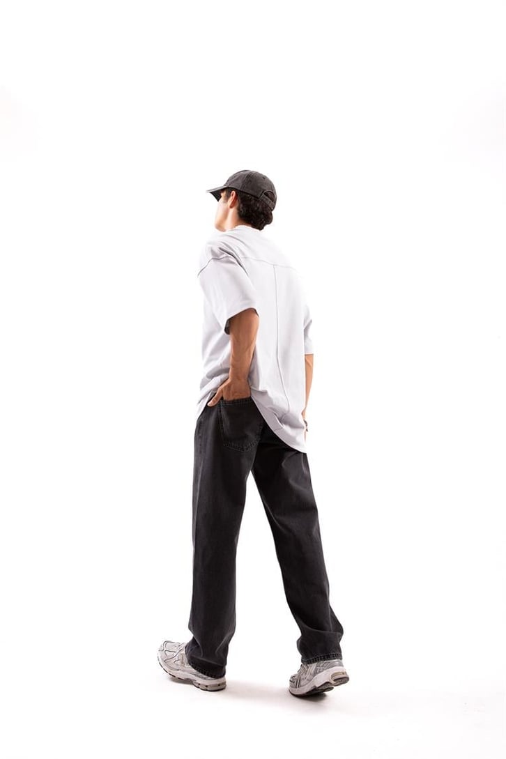 Bel Bağcıklı Baggy Antrasit Jean