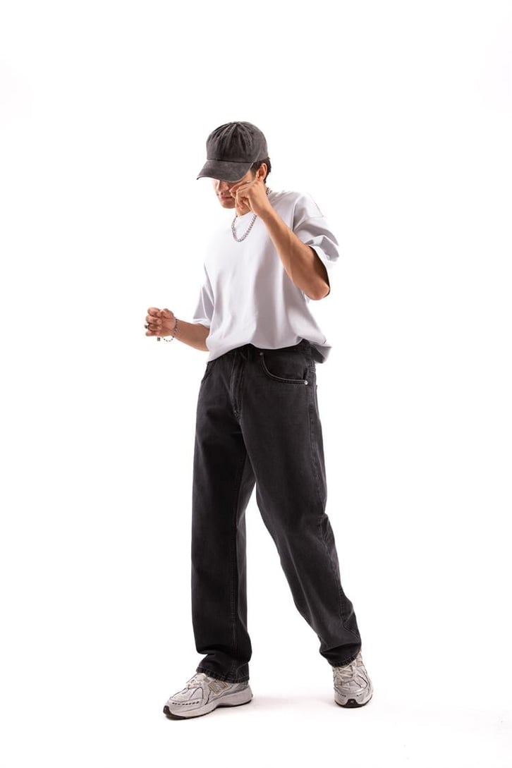 Bel Bağcıklı Baggy Antrasit Jean