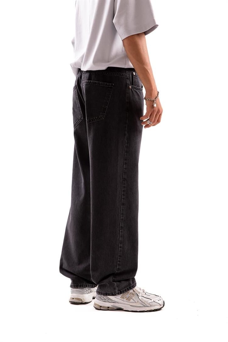 Bel Bağcıklı Baggy Antrasit Jean