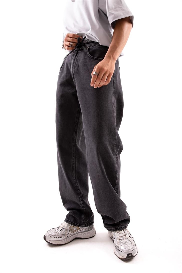 Bel Bağcıklı Baggy Antrasit Jean