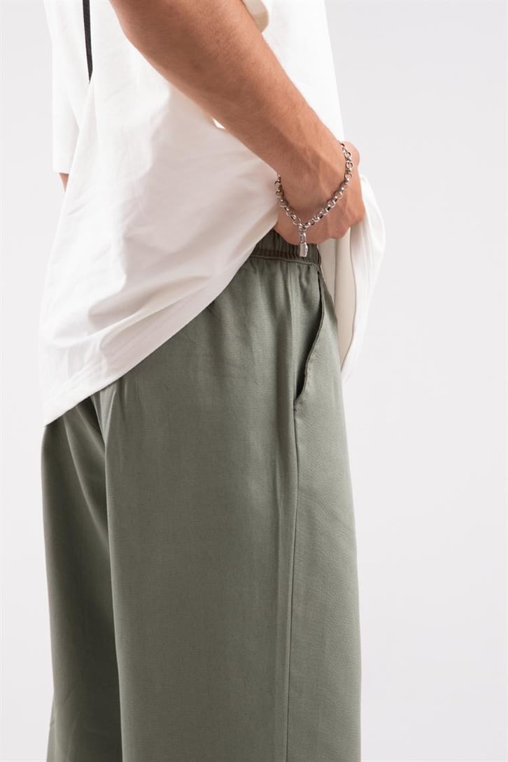 Bel Bağcıklı Kumaş Pantolon