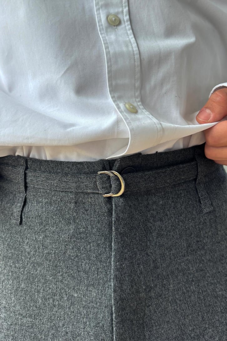 Bel Bağcıklı Kumaş Pantolon