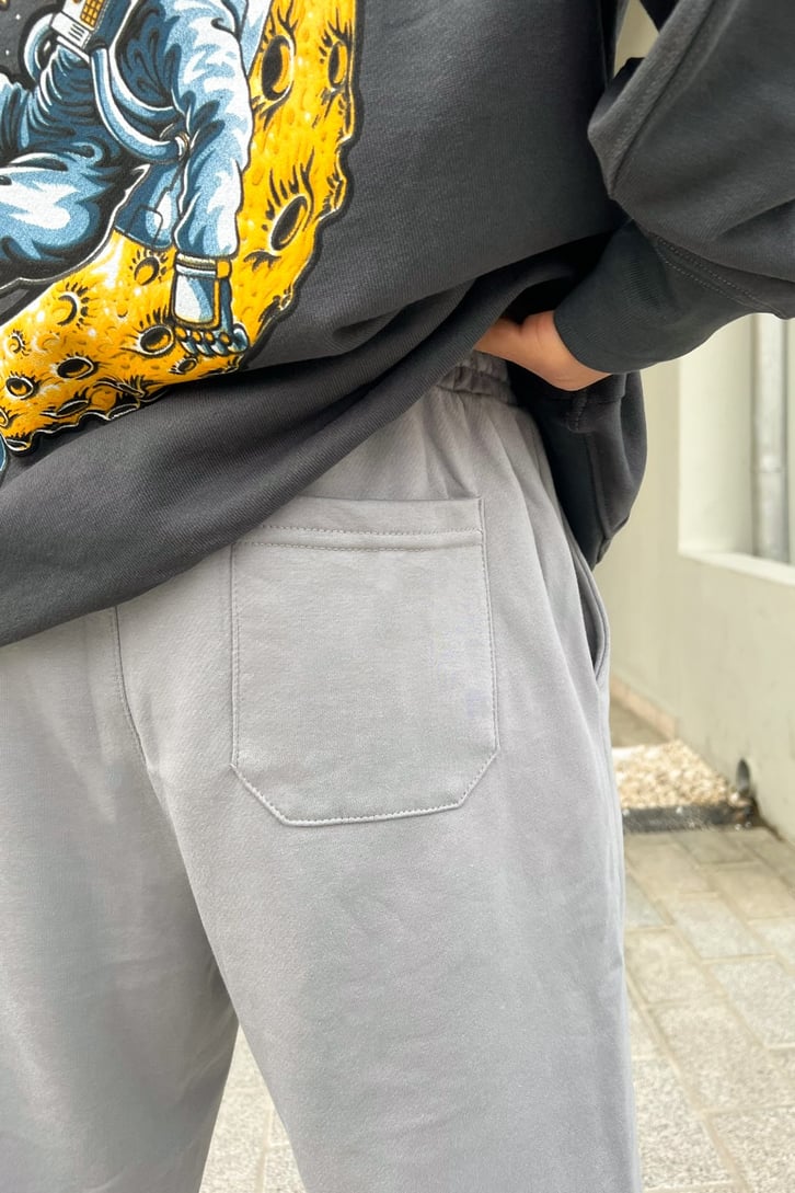 Bel Lastikli Basic Buz Gri Jogger Fit Eşofman Altı