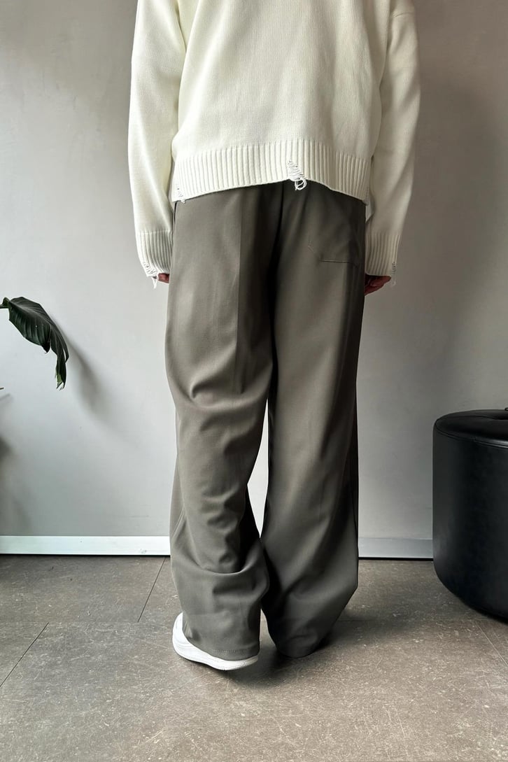 Bel Lastikli Basic Yeşil Kumaş Pantolon