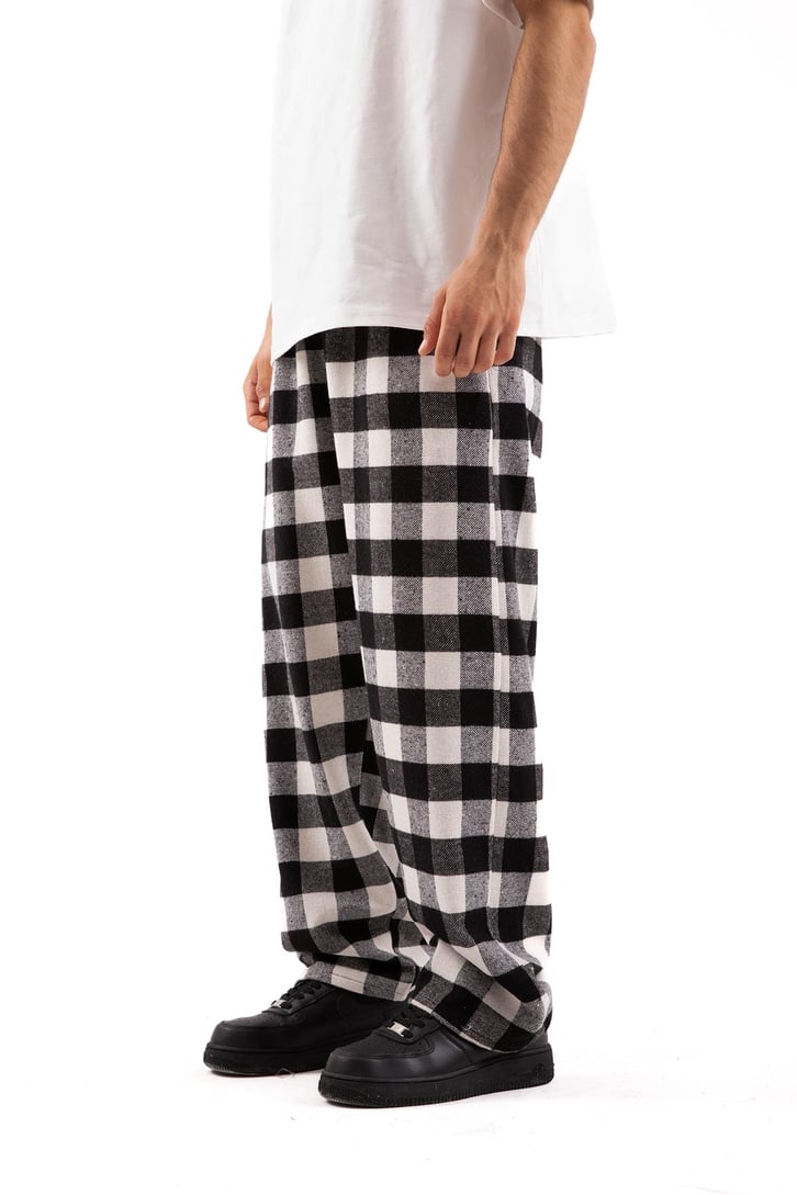 Bel Lastikli Ekose Desen Siyah Pijama