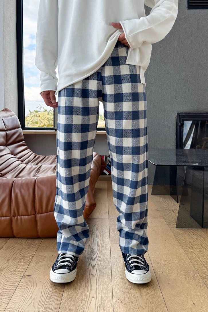 Bel Lastikli Ekose Model Eşofman Altı