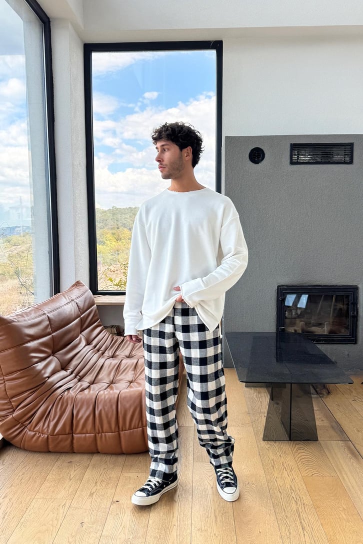 Bel Lastikli Ekose Model Eşofman Altı
