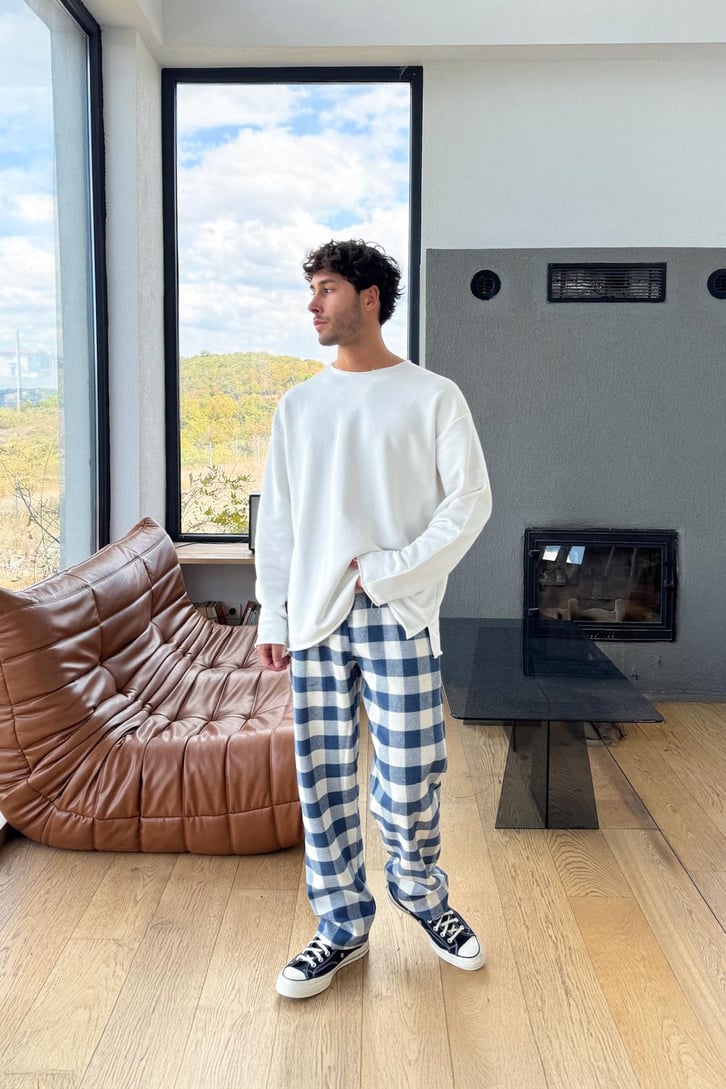 Bel Lastikli Ekose Model Eşofman Altı