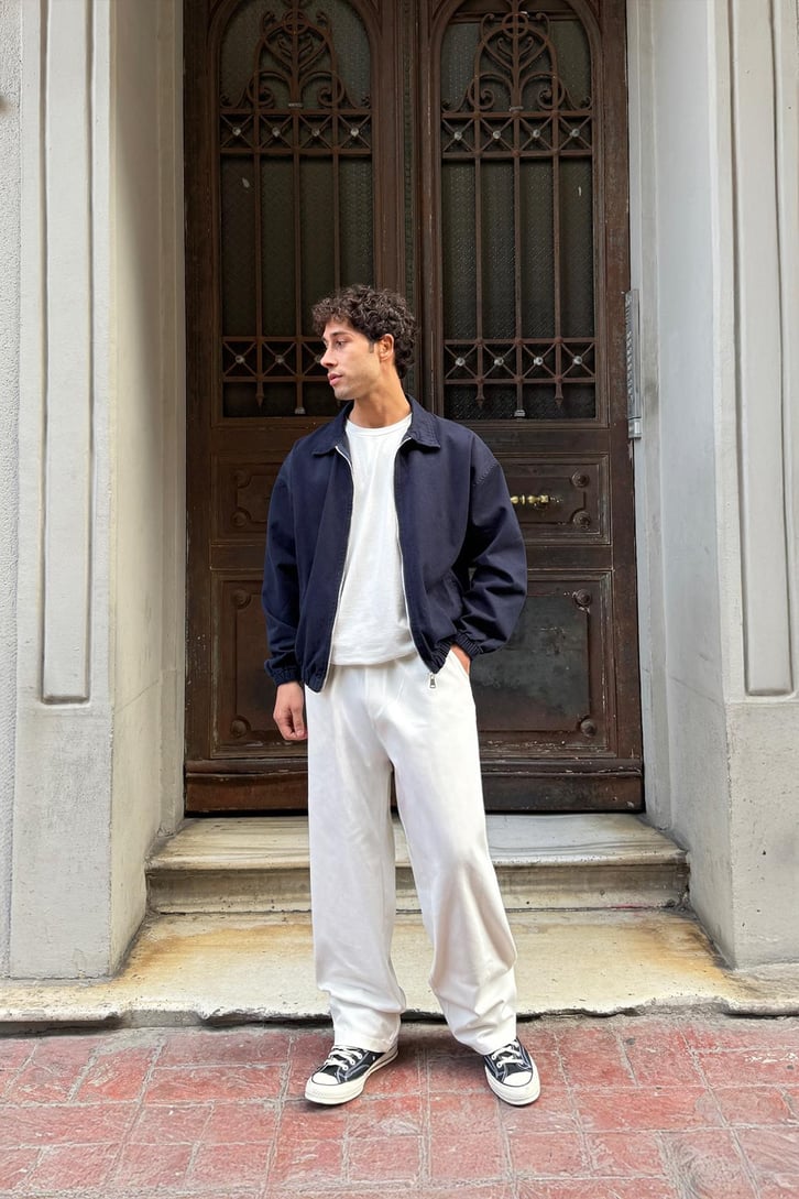 Bel Lastikli Ekru Baggy Gabardin Pantolon