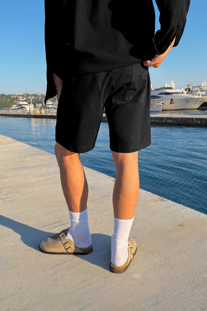 Bel Lastikli İnce Gabardin  Şort