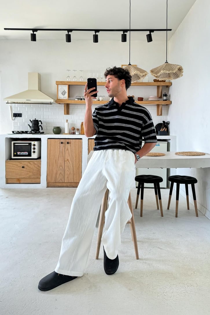 Bel Lastikli Keten Baggy Pantolon
