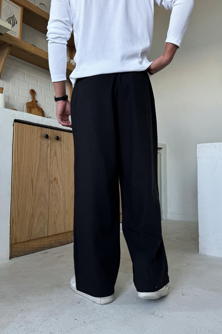 Bel Lastikli Keten Baggy Pantolon