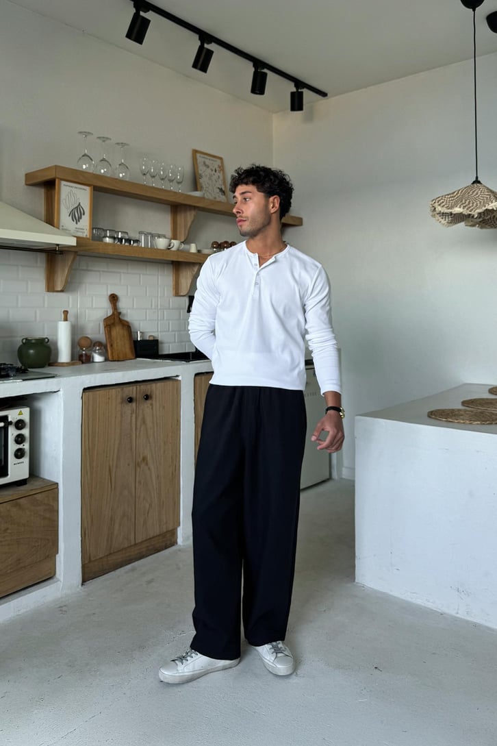 Bel Lastikli Keten Baggy Pantolon