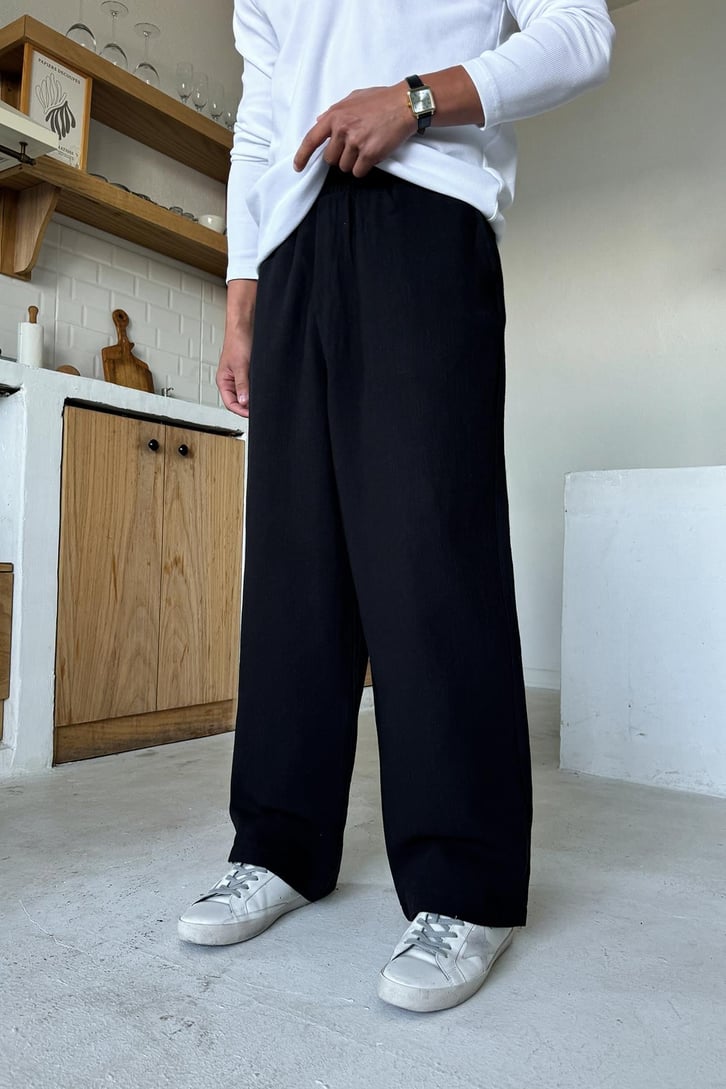 Bel Lastikli Keten Baggy Pantolon